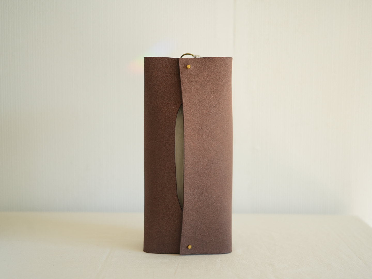 床革のティッシュケース/ブラウン