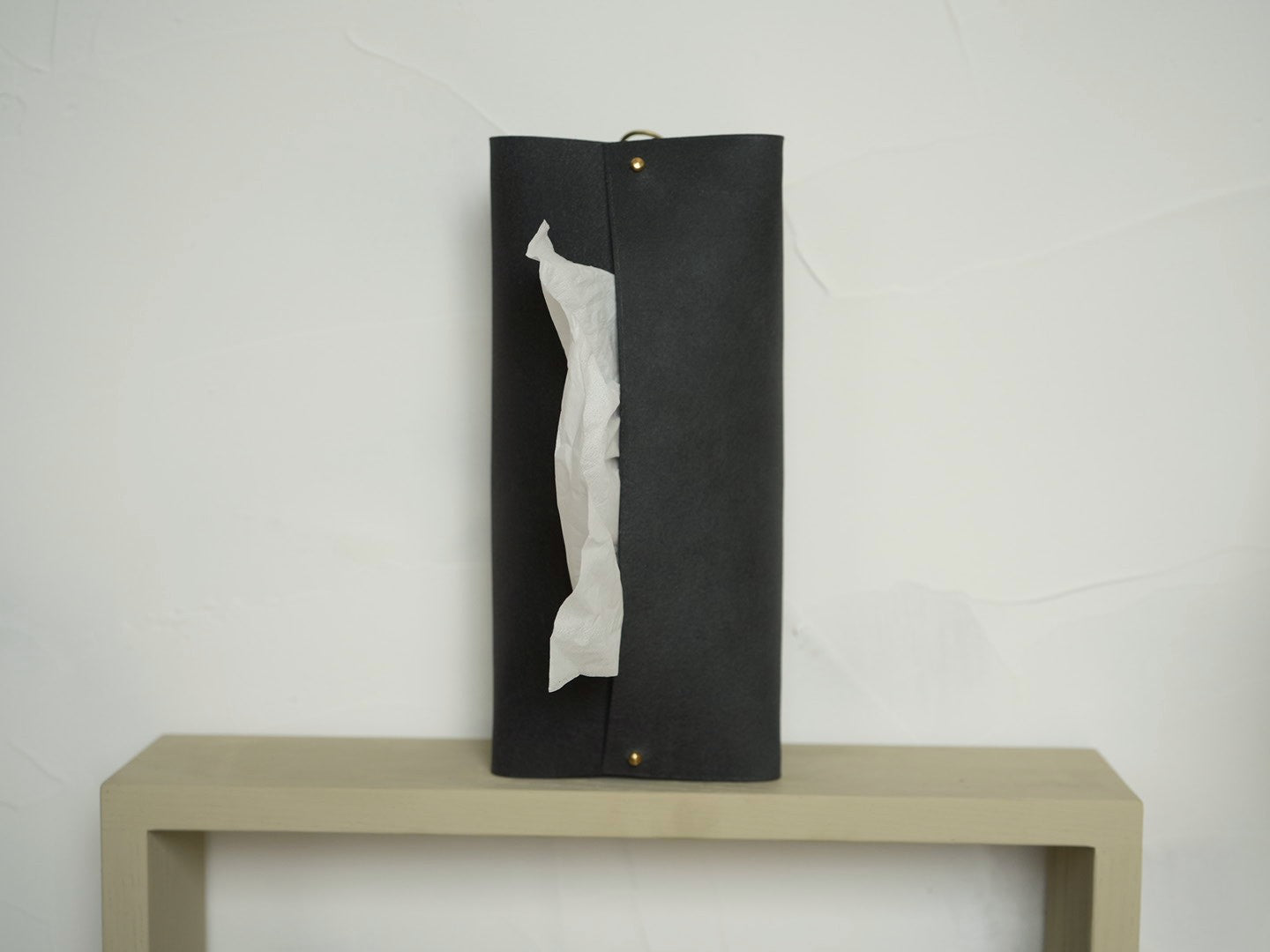 床革のティッシュケース/ネイビー