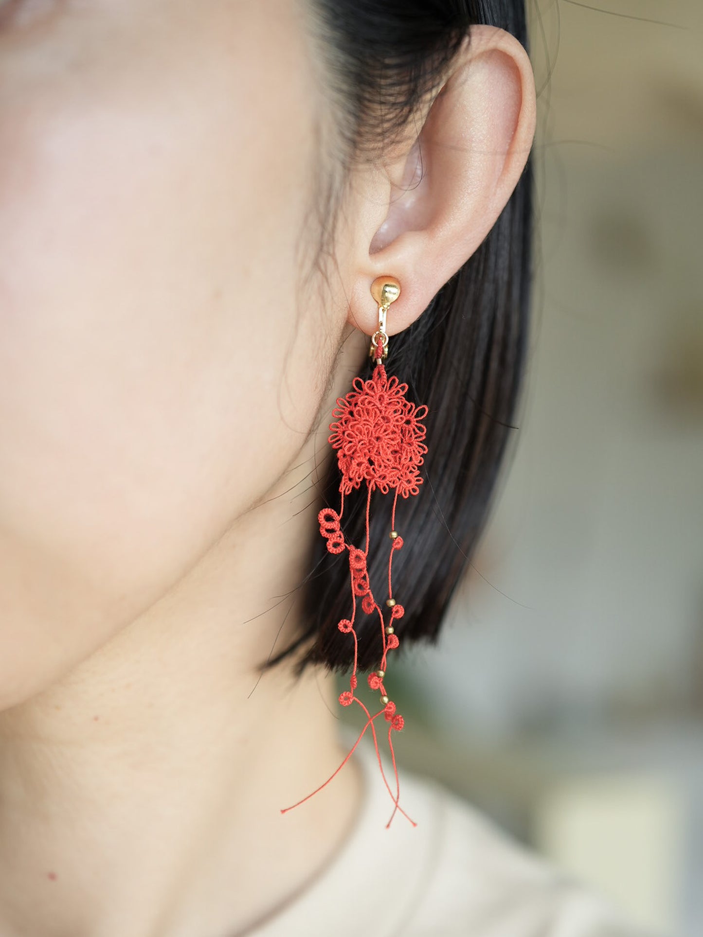 NARA　イヤリング/ピアス アカ